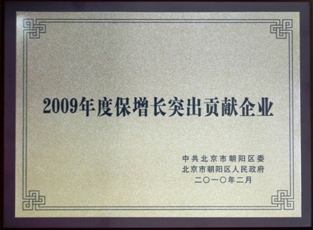“2009年度保增长突出贡献企业”奖牌